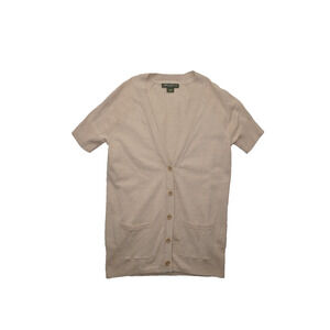 Eddie Bauer Linen Cotton Short Sleeve Button Cardigan Sweater Women’s Small Beig